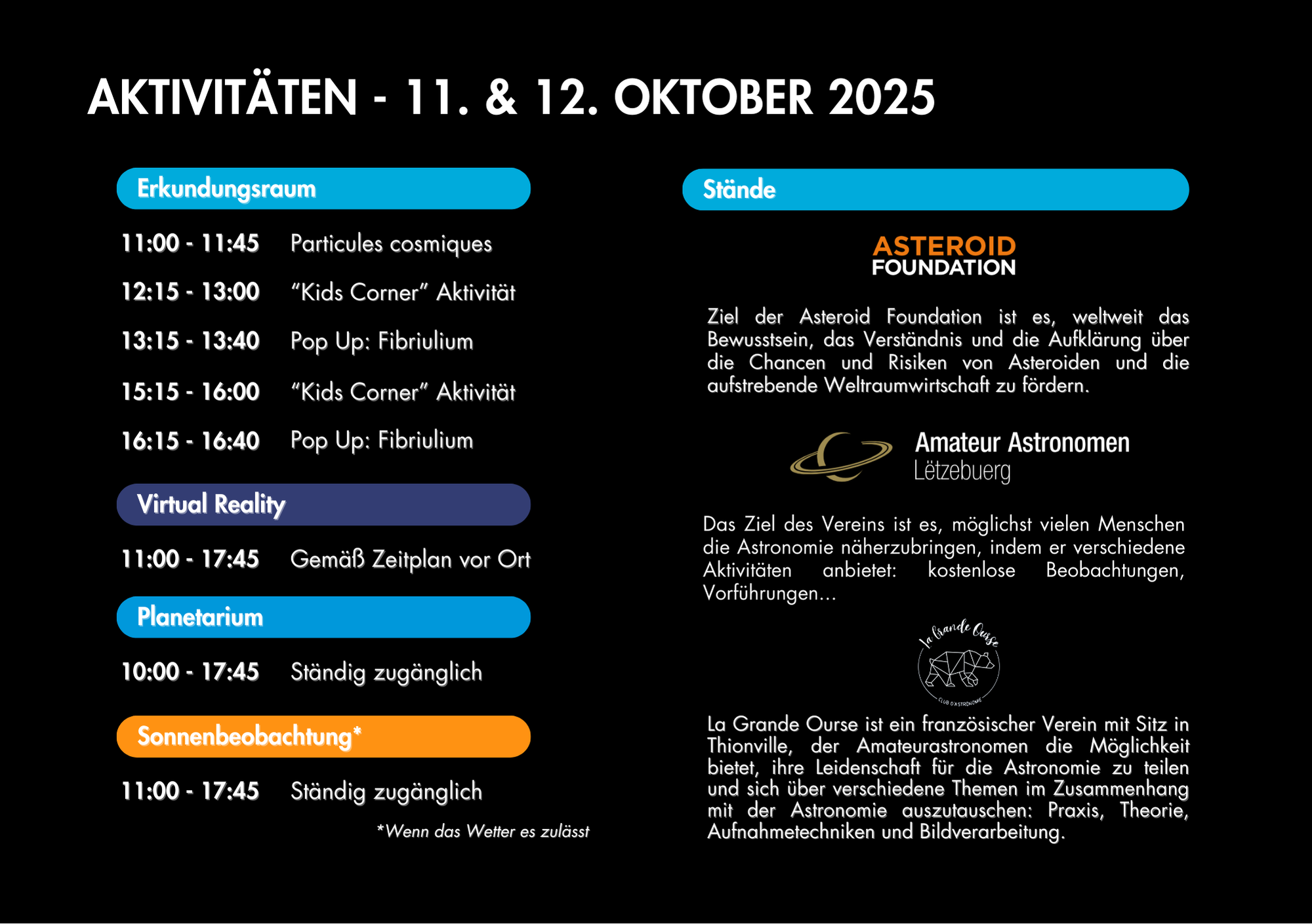 Astronomy days 2025 program