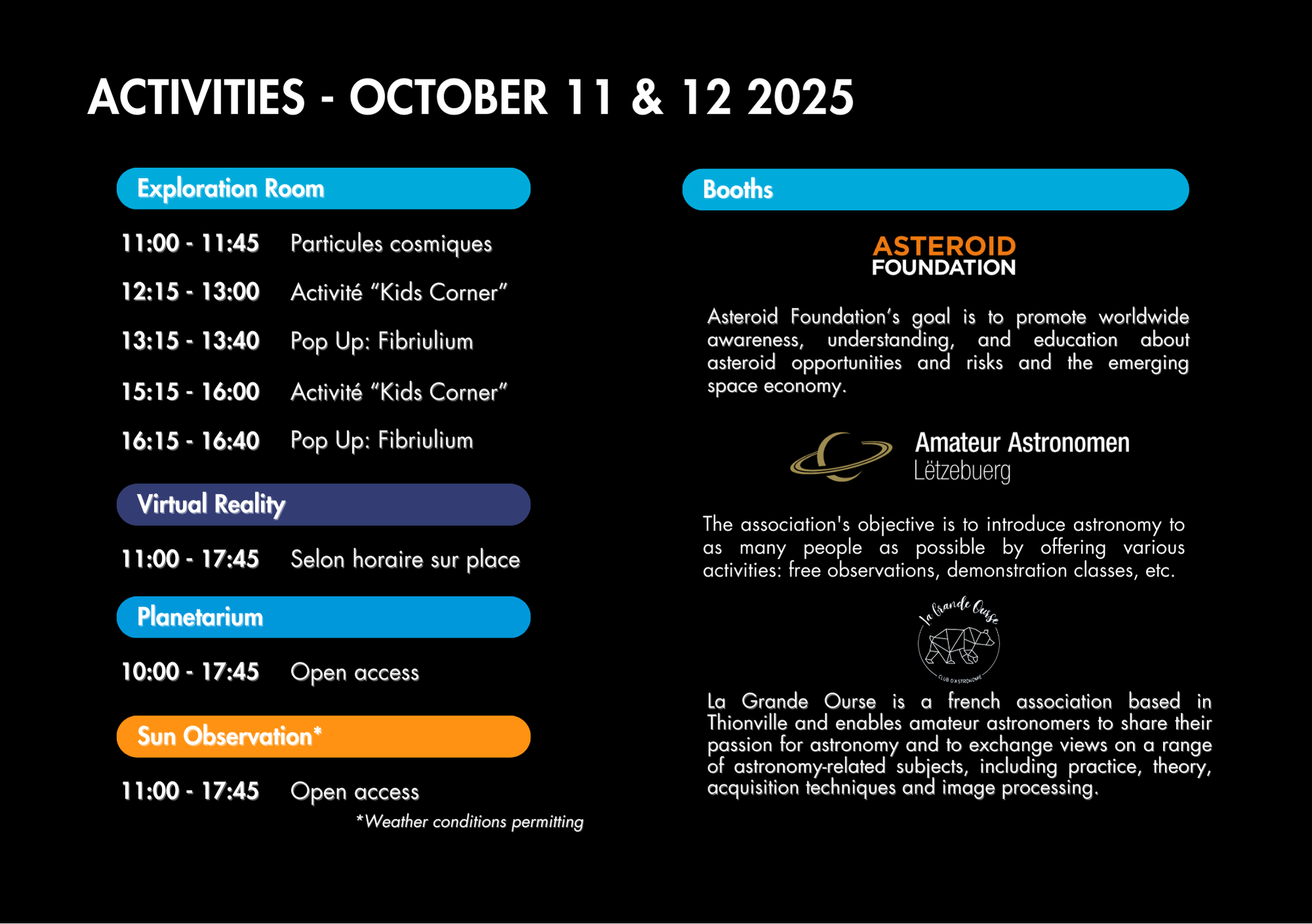 Astronomy days 2025 programme Astronomy days 2025 programme
