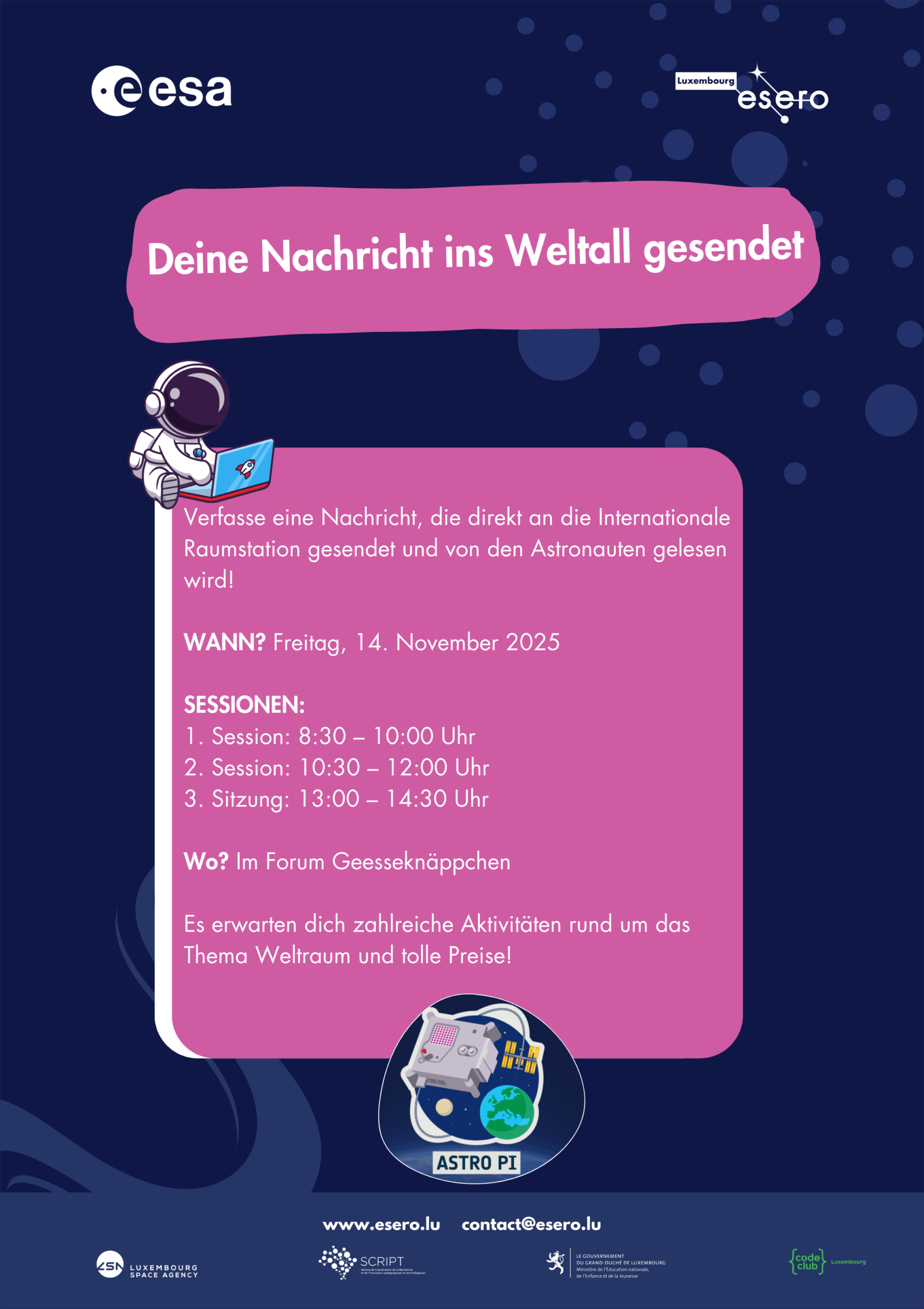 Astro DE astro pi mission zero event forum gesseknapchen luxembourg